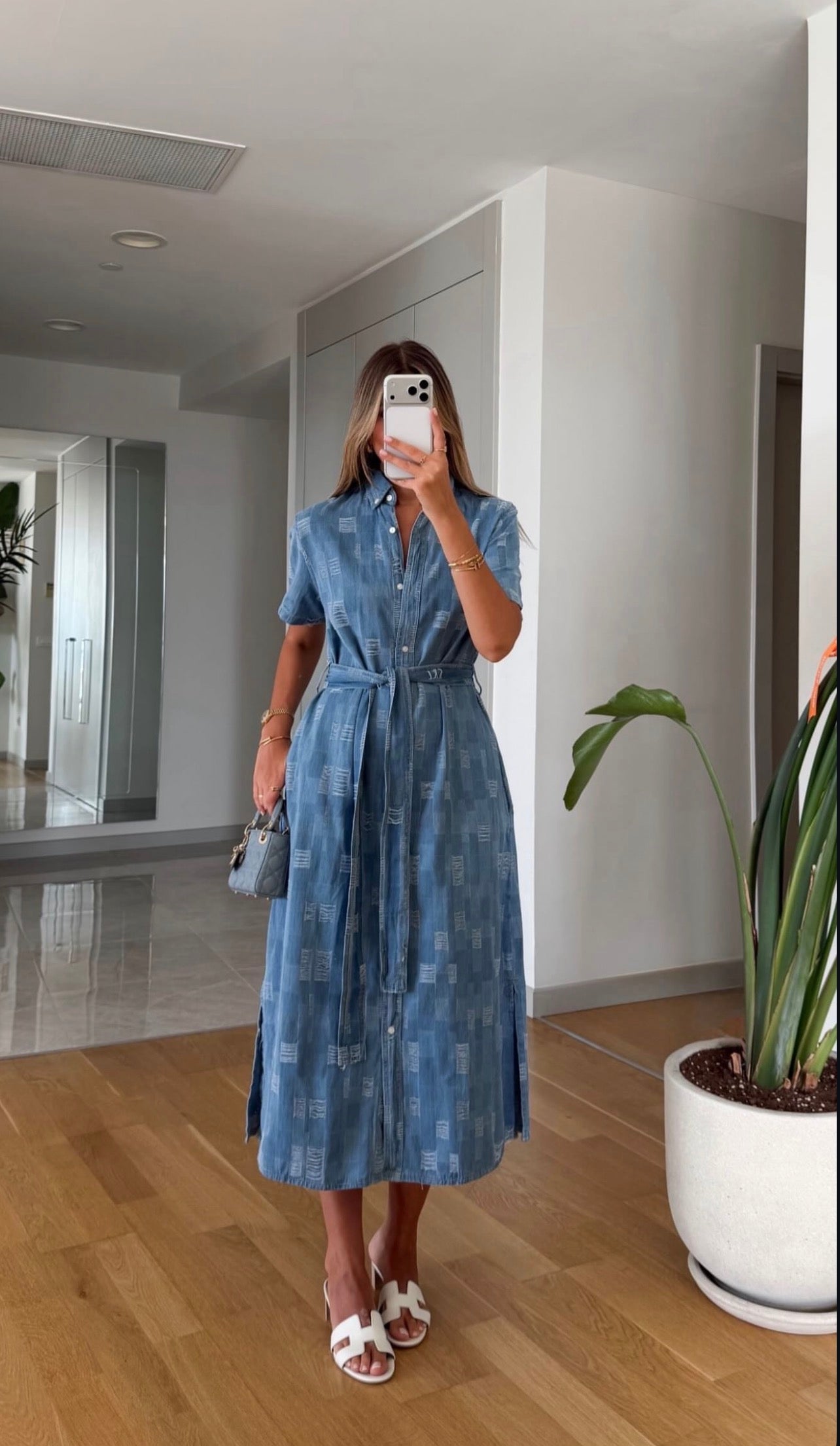 Azure Belted Shirt Dress