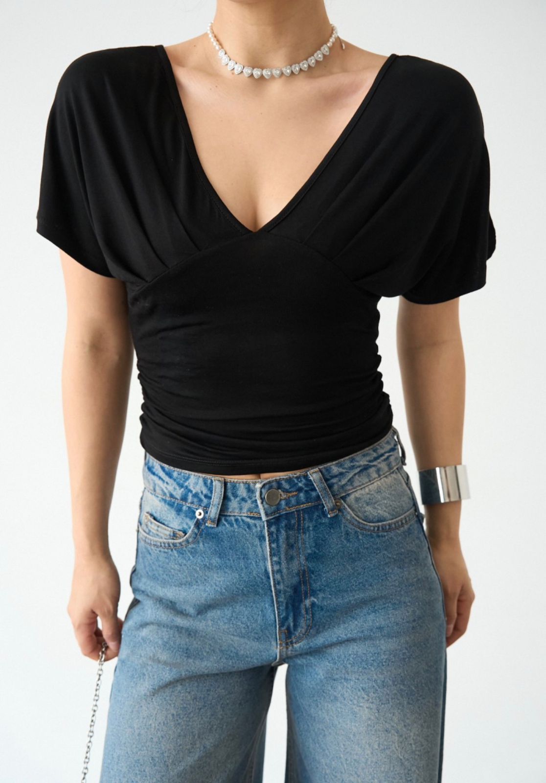 Black Luma Drape Top